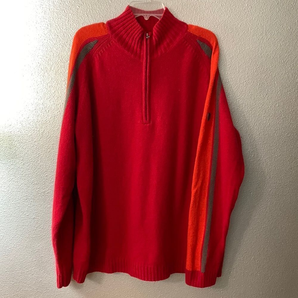 MERRELL quarter zip mock neck wool blend Raglan sleeve sweater men’s size XXL